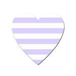 Horizontal Stripes - White and Pale Lavender Violet Magnet (Heart)