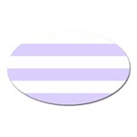 Horizontal Stripes - White and Pale Lavender Violet Magnet (Oval)
