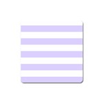 Horizontal Stripes - White and Pale Lavender Violet Magnet (Square)