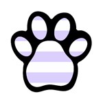 Horizontal Stripes - White and Pale Lavender Violet Magnet (Paw Print)