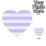 Horizontal Stripes - White and Pale Lavender Violet Multi-purpose Cards (Heart)