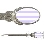 Horizontal Stripes - White and Pale Lavender Violet Letter Opener