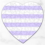 Horizontal Stripes - White and Pale Lavender Violet Jigsaw Puzzle (Heart)