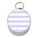 Horizontal Stripes - White and Pale Lavender Violet Silver Compass (Mini)