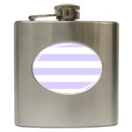 Horizontal Stripes - White and Pale Lavender Violet Hip Flask (6 oz)