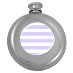 Horizontal Stripes - White and Pale Lavender Violet Hip Flask (5 oz)