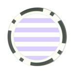 Horizontal Stripes - White and Pale Lavender Violet Poker Chip Card Guard