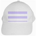 Horizontal Stripes - White and Pale Lavender Violet White Cap