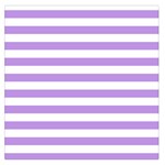 Horizontal Stripes - White and Bright Lavender Violet Large Satin Scarf (Square)