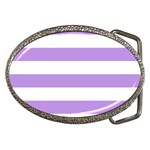 Horizontal Stripes - White and Bright Lavender Violet Belt Buckle