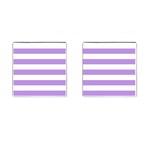 Horizontal Stripes - White and Bright Lavender Violet Cufflinks (Square)
