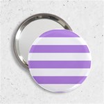 Horizontal Stripes - White and Bright Lavender Violet 2.25  Handbag Mirror