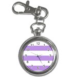 Horizontal Stripes - White and Bright Lavender Violet Key Chain Watch