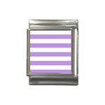 Horizontal Stripes - White and Bright Lavender Violet Italian Charm (13mm)