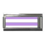 Horizontal Stripes - White and Bright Lavender Violet Superlink Italian Charm (9mm)