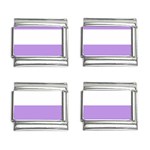 Horizontal Stripes - White and Bright Lavender Violet 9mm Italian Charm (4 pack)