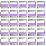 Horizontal Stripes - White and Bright Lavender Violet 9mm Italian Charm (25 pack)