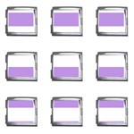 Horizontal Stripes - White and Bright Lavender Violet Mega Link Italian Charm (9 pack)