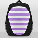 Horizontal Stripes - White and Bright Lavender Violet Backpack Bag