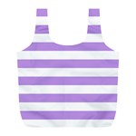 Horizontal Stripes - White and Bright Lavender Violet Full Print Recycle Bag (L)