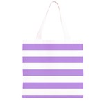 Horizontal Stripes - White and Bright Lavender Violet Grocery Light Tote Bag