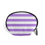 Horizontal Stripes - White and Bright Lavender Violet Accessory Pouch (Small)