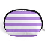 Horizontal Stripes - White and Bright Lavender Violet Accessory Pouch (Medium)