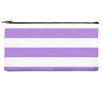Horizontal Stripes - White and Bright Lavender Violet Pencil Case