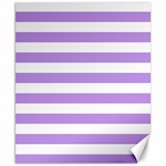 Horizontal Stripes - White and Bright Lavender Violet Canvas 8  x 10 