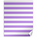 Horizontal Stripes - White and Bright Lavender Violet Canvas 11  x 14 