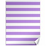 Horizontal Stripes - White and Bright Lavender Violet Canvas 12  x 16 