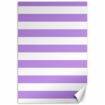 Horizontal Stripes - White and Bright Lavender Violet Canvas 12  x 18 