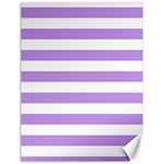 Horizontal Stripes - White and Bright Lavender Violet Canvas 18  x 24 