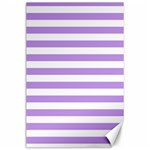 Horizontal Stripes - White and Bright Lavender Violet Canvas 24  x 36 