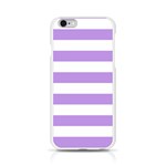 Horizontal Stripes - White and Bright Lavender Violet Apple iPhone 6/6S Silicone Case (Transparent)