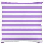 Horizontal Stripes - White and Bright Lavender Violet Large Cushion Case (One Side)