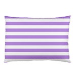 Horizontal Stripes - White and Bright Lavender Violet Pillow Case (One Side)