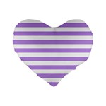 Horizontal Stripes - White and Bright Lavender Violet Standard 16  Premium Heart Shape Cushion