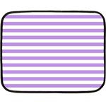 Horizontal Stripes - White and Bright Lavender Violet Fleece Blanket (Mini)