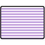Horizontal Stripes - White and Bright Lavender Violet Double Sided Fleece Blanket (Large) (Two Sides)