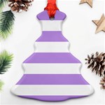 Horizontal Stripes - White and Bright Lavender Violet Ornament (Christmas Tree)