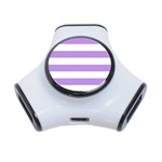 Horizontal Stripes - White and Bright Lavender Violet Portable USB Hub (One Side)
