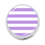 Horizontal Stripes - White and Bright Lavender Violet 4-Port USB Hub (One Side)