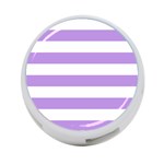 Horizontal Stripes - White and Bright Lavender Violet 4-Port USB Hub (Two Sides)
