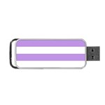 Horizontal Stripes - White and Bright Lavender Violet Portable USB Flash (One Side)