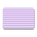 Horizontal Stripes - White and Bright Lavender Violet Small Doormat