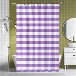 Horizontal Stripes - White and Bright Lavender Violet Shower Curtain 48  x 72  (Small)