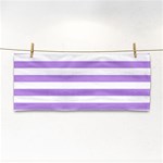Horizontal Stripes - White and Bright Lavender Violet Hand Towel