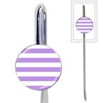 Horizontal Stripes - White and Bright Lavender Violet Book Mark