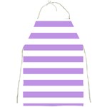 Horizontal Stripes - White and Bright Lavender Violet Full Print Apron